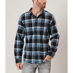 Obey Worldwide Mens Blue Black White Plaid Flannel Button Down Shirt Medium